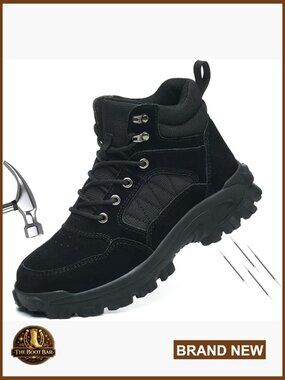 Steel Toe Work Boots - Unisex Composite Toe Lace Up High Top Durable Puncture